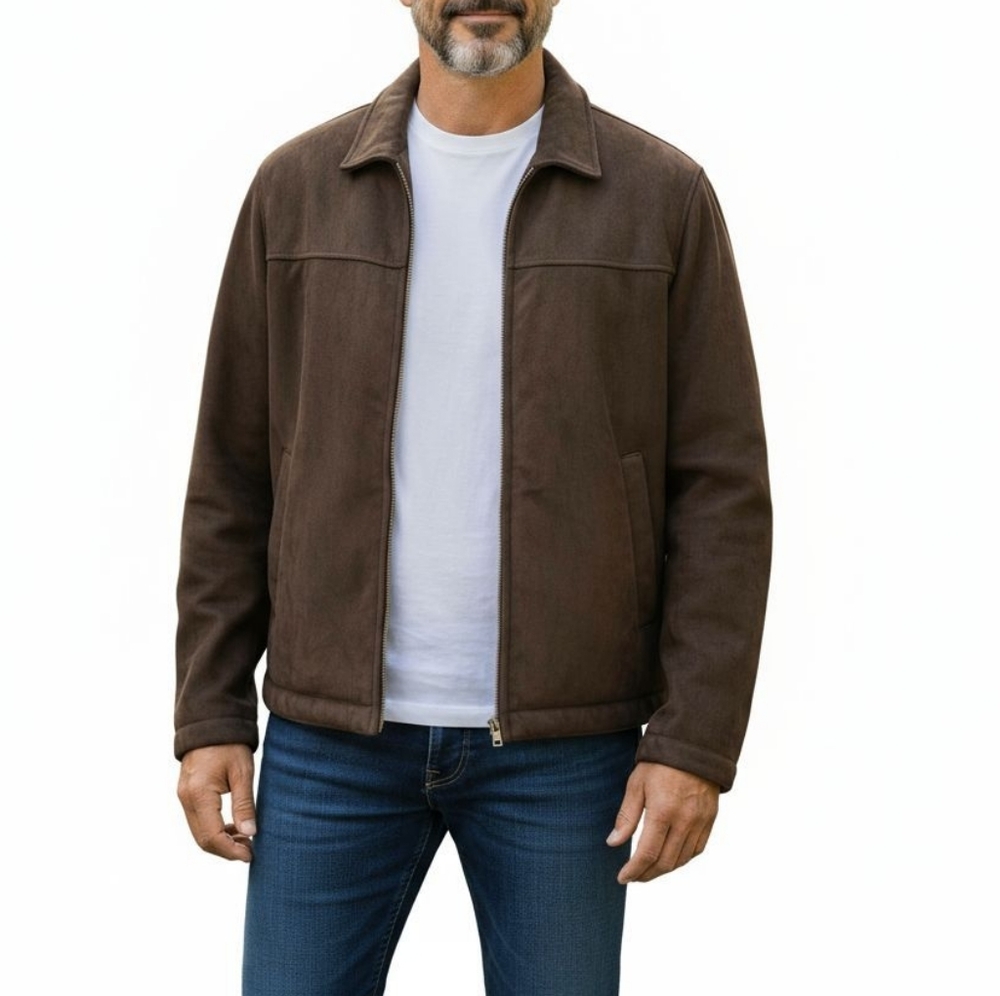 Like New Faux Suede George Jacket Chocolate Brown Men's Size M